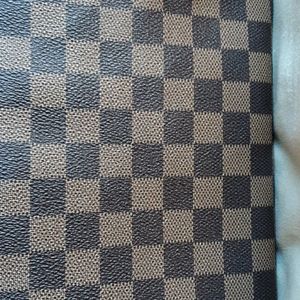 Brown checkered makeup bag